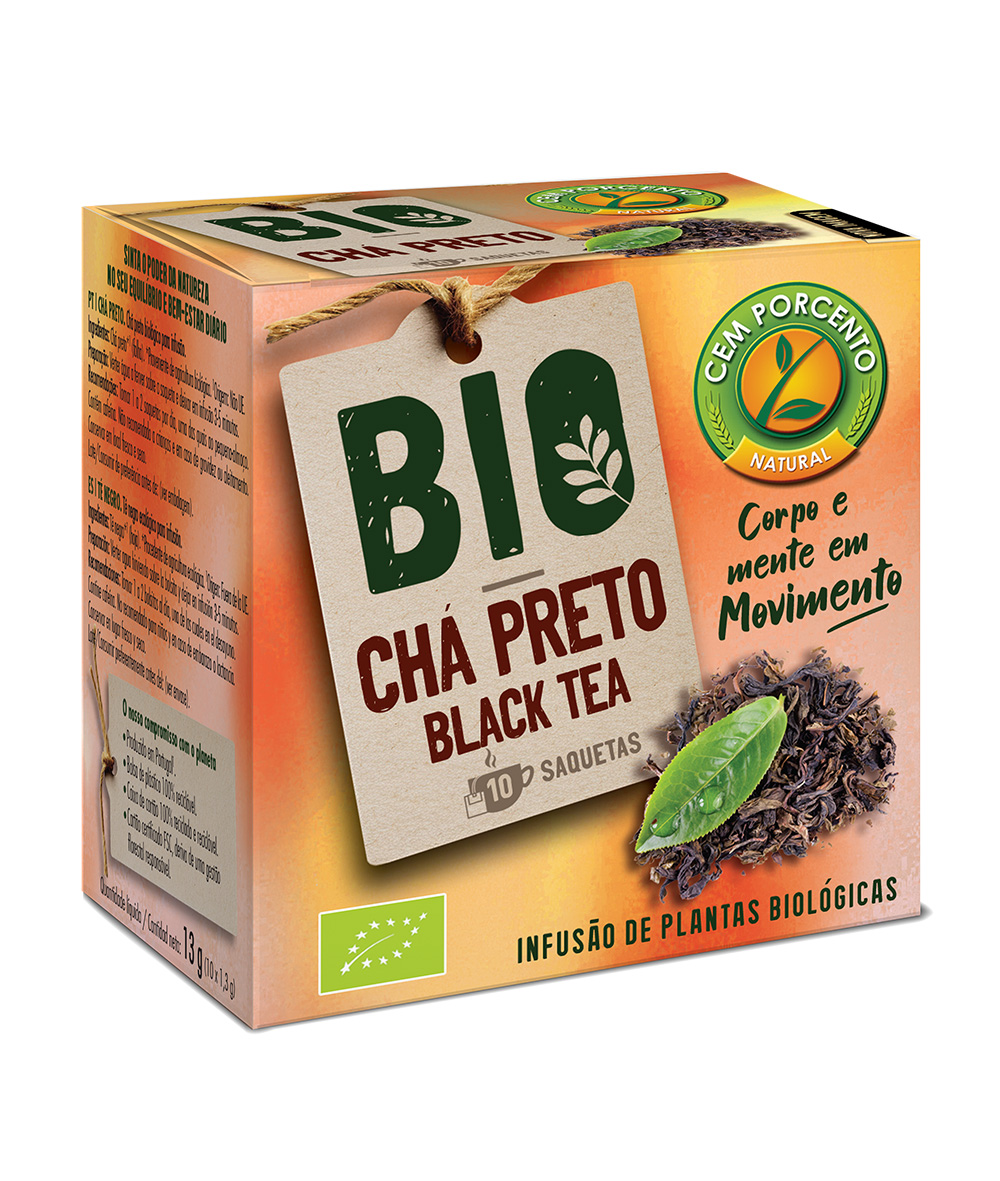 Embalagem de Chá Preto Biológico — 10 saquetas