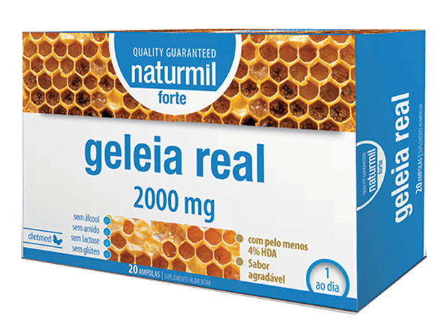 Embalagem de Geleia Real Forte — 20 ampolas de 15 ml