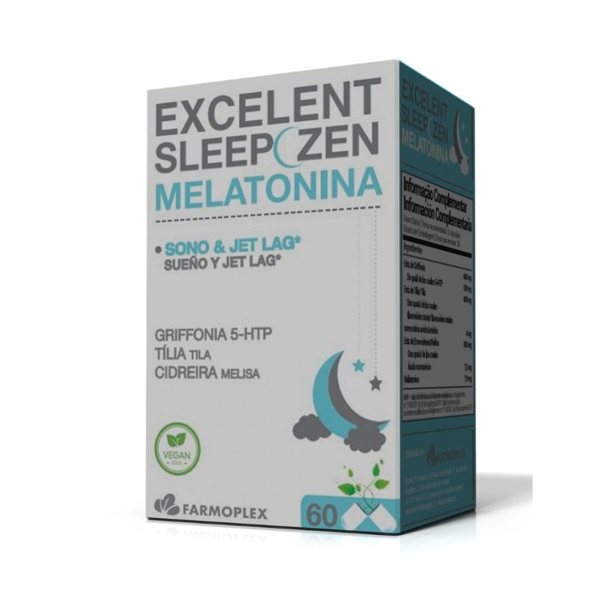 Embalagem de Excelent Sleep Zen Melatonina — 60 cápsulas