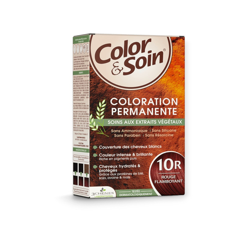 Embalagem de Color & Soin 10R Vermelho Flamejante — Coloração Permanente