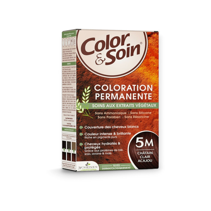 Embalagem de Color & Soin 5M Castanho Claro Acaju — Coloração Permanente
